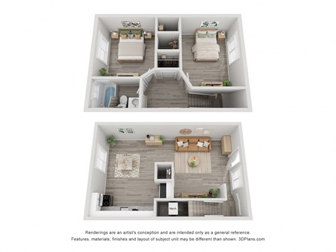 2 Bed 1 Bath Floor Plan | 1,090 Sq. Ft. 2 Bed 1 Bath Floor Plan | 1,090 Sq. Ft. at Balfour Chastain, Georgia, 30342